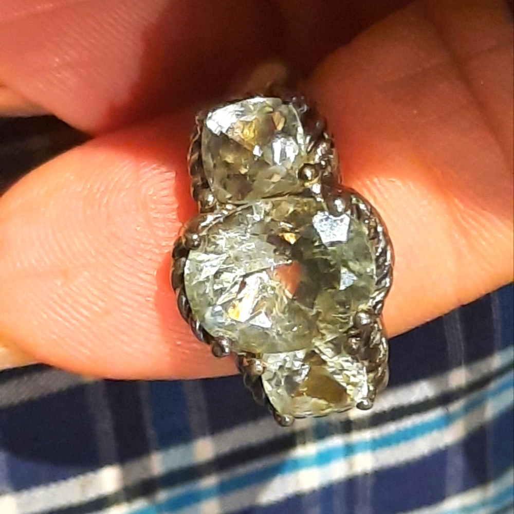 Vintage AUTHENTIC T&C PRASIOLITE February BIRTHSTONE GREEN AMETHYST TRINITY 7